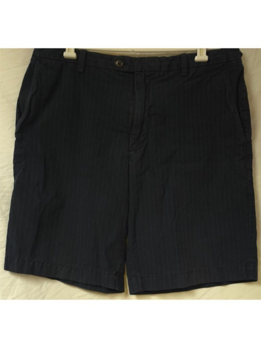 Banana Republic Mens 36x10 Blue Pin Striped Adjustable Waist Chino Khaki Shorts